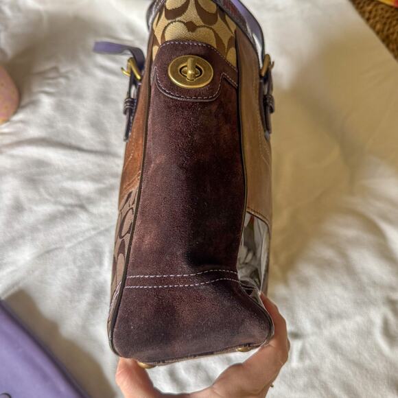 VTG Coach Holiday Patchwork Gallery Tote & Wallet Set - Brown/Multi No. F10432 - Picture 5 of 11